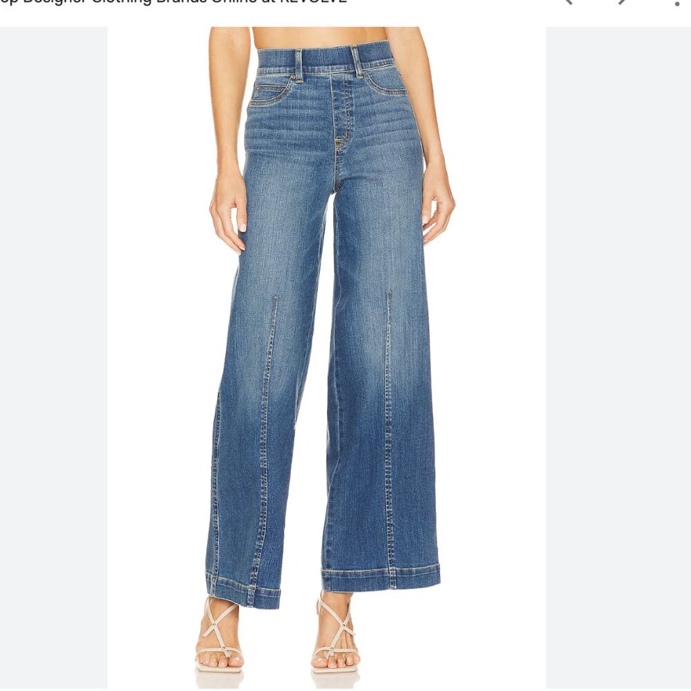 SPANX Seamed Front Wide Leg Pull on Jean size large